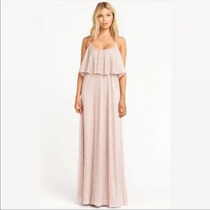 Show Me Your Mumu Caitlin Ruffle Maxi Dress Mauve Glimmer